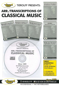 Catalogue Arr./Transcriptions of Classical Music, incl. mp3 cd